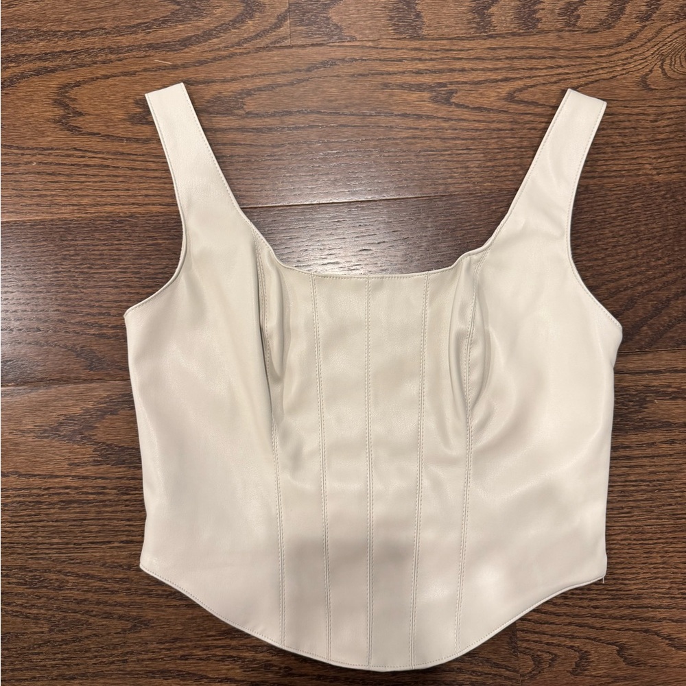 Abercrombie & Fitch Cream Fitted Bustier Tank Top